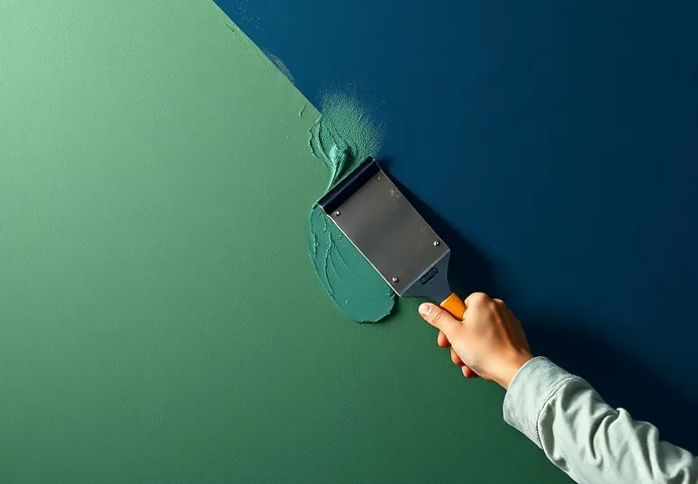 Application d'un enduit décoratif à la lisseuse sur un mur