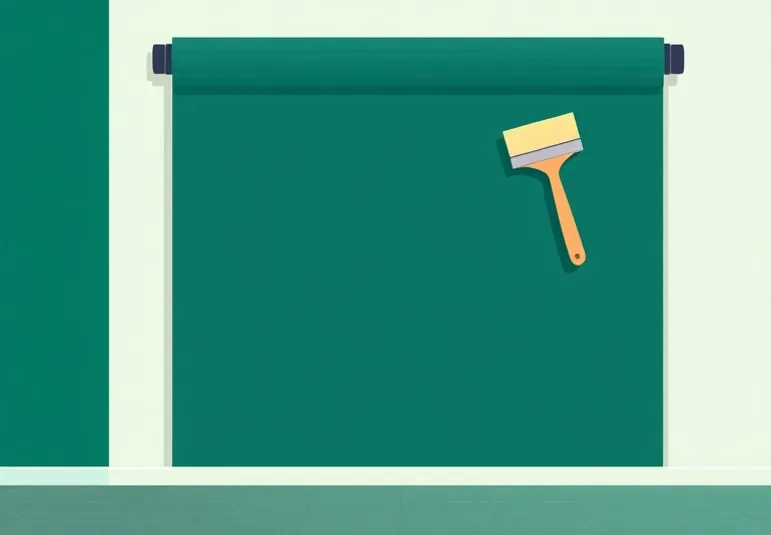 Pose de papier peint, rouleau et brosse à maroufler
